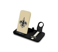 SOAR NFL 4-in-1 Wireless Charging Docking Station: Fast Charge for iPhone, Apple Watch, Air Pods & Apple Pencil, New Orleans Saints
