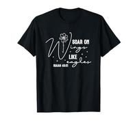 Soar on Wings Like Eagles Inspirational Floral Typography T-Shirt