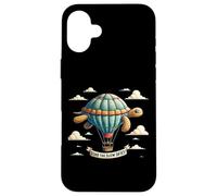 Soar The Slow Skies Turtle Whimsical Hot Air Balloon Design Case for iPhone 16 Plus