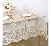 SoarDream Ivory Lace Tablecloth Exquisite Wedding Lace Fabric 60x120 inches Vintage Lace Overlay Rectangle Outdoor Party Event Decoration Classic Lace Tablecloth