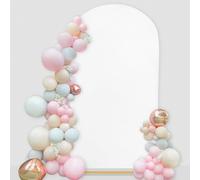 SoarDream Wedding Arch Backdrop Cover Fabric 6ft Fitted White Backdrop Panels Balloon Arch Stand Cover for Bridal Baby Shower Party Wall Decorations