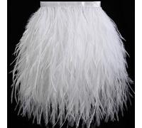 Soarer 5-7inch White Ostrich Feather Trim for DIY Sewing Clothing, 2 Yards