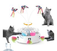 Soarer Cat Toy 3-in-1 Automatic Interactive Kitten Toy, Butterfly Dancing, Shooting Feathers, 4-piece Toy Replacement, Track Ball, Dual Power Mode Suitable for Indoor Sports Cats