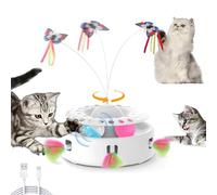 Soarer Cat Toys 3-in-1 Automatic Interactive Kitten Toy, equipped with 4 replaceable accessories, touch rolling ball, dual power mode, suitable for indoor cats and adult cats