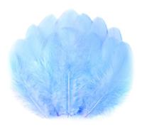 Soarer Light Blue Craft Feathers Bulk - 300pcs 3-5inch Natural Feathers for Wedding Home Party, Dream Catcher Supplies and DIY Crafts(Light Blue)