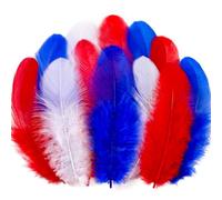Soarer Red White Blue Feathers for Crafts - 300pcs 3-5inch Craft Feathers Bulk for Wedding Home Party, Dream Catcher Supplies and DIY Crafts(RedWhiteBlue)