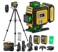 SOARFLY 4D Laser Level with Tripod, 4x360° Self-Leveling Green Beam Cross Line Laser Level, 2X 4000mAh Batteries, Remote Control, Magnetic Bracket, for Tiling, Construction & Home Renovation