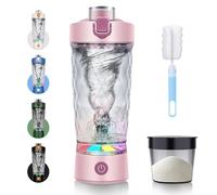 SOARFLY Electric Protein Shaker, 650ML Protein Shaker Bottle with a Supplement Storage, Protein Shaker Electric BPA Free, USB Rechargeable, Made with Tritan, Powerful for Smooth Protein Shakes, Pink