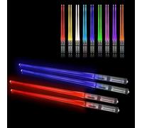 SOARFLY LED Chopsticks with 9 Colour Modes, Reusable Lightsabers, BPA-Free, Bright Sushi Chopsticks for Kitchen, Dinner, 2 Pairs