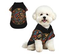 Soaring Dragons and Phoenixes Breathable Hawaiian Dog Shirt Summer Button Up Top for Small Medium Dogs S