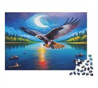 Soaring Eagle 1000 Piece Jigsaw Puzzle Paper for Adults Night Lake Scenery Focus Relaxation Home Decor Family Game Gift 52x38cm/1000pcs