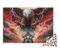 Soaring Eagle Motorcycle Rider 1000 Piece Jigsaw Puzzle Paper for Adults Night Scene Focus Home Gift 38x26cm/1000pcs