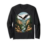 Soaring Eagle Over Canyon River - Majestic Nature Scene Long Sleeve T-Shirt