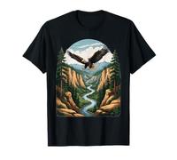 Soaring Eagle Over Canyon River - Majestic Nature Scene T-Shirt