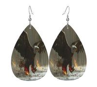 Soaring Eagle Women's Teardrop Leather Earrings - Lightweight PVC Dangle Earrings, 925 Silver Hooks, Double-Sided Prints | Hypoallergenic Gift