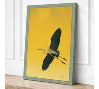 Soaring Raven Japandi Canvas Wall Art Print 36x24 Inch