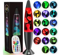 Soarling 13.5" Art Deco Liquid Motion Lamp, Remote Control 17 Colour Changing Night Light, Retro Mood Lamp for Bedroom Decor, Kids/Adults Gift for Christmas, Party (Black)