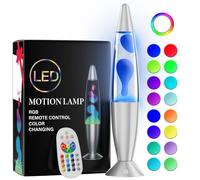 Soarling 16" Art Deco Liquid Motion Lamp, Remote Control 17 Colour Changing Night Light, Retro Mood Lamp for Bedroom Decor, Kids/Adults Gift for Christmas, Party (Silver)