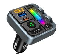 SOARUN Bluetooth Car Adapter 5.3, 57W PD & USB Fast Car Charger, FM Transmitter, Hands-free Calling, Music Player, Bass Treble Lossless Sound, Supports 64G Drive