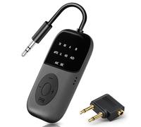 SOARUN Newest Bluetooth 5.4 Transmitter Receiver, Dual Pairing, 24H Long Playtime, Mic for Calls, 2-in-1 Wireless Aux Bluetooth Audio Adapter for TV, Airplane, Headphone, Airpods, Speaker, Car, Gym