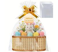 Soarvita 24 x 30 Inch Large Cellophane Basket Bags: 10 Pcs Clear Gift Bags for Small & Medium Easter Gift Baskets, Clear Cellophane Wrap for Easter Gift Baskets Bridal or Baby Showers - 2.8 Mil Thick