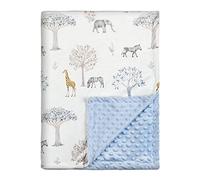 Soarwg Kids Baby Blanket Newborn Gifts, Soft Plush Blankets with Dotted Backing, Fleece Fabric Essentials for Unisex, Toddlers, Boys Girls 75x100cm (Giraffe, Elephant, Zebra), Blue Giraffe (SOD0018)