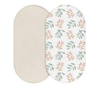 Soarwg Kids Fitted Sheet Pram Pack of 2, Pram Mattress Cover for Newborns, 100% Muslin Cotton, Moses Basket, Bassinet, Fitted Sheet Cover, Two-Tone Sheet, 83 x 43 cm