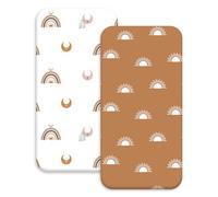 Soarwg Kids Moses Basket Sheets, Cozy and Lightweight Oeko-tex100 Baby Bassinet Sheets for Boy and Girl, Crib Fitted Sheets Fit for Oval, Hourglass & Rectangle Bassinet 2 Pack