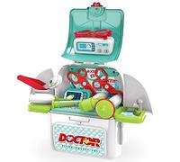Sobebear 2-in-1 Kids Doctor Play Kit with Medical Kit Backpack, Educational Dentist Role Play Set with Doctor Tools, Portable Travel-Friendly Pretend Play Toy for Boys and Girls Ages 3+ Years