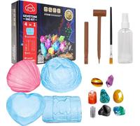 Sobebear 4Pcs Gemstone Dig Kit for Kids - STEM Crystal Excavation Set with Tools and Mining Applicator, Natural Gemstones Educational Archaeology Toy for Boys and Grils Ages 8+ Years