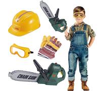 Sobebear 4pcs Kids Chainsaw Power Tool, Construction Play Tool Box Kit With Electric Chain Saw, Gloves, Goggles and Helmet, Pretend Play Toys, Real Educational Tool Kit for Boys Age 3+ Years