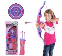 Sobebear 57 CM Large Kids Lightweight Bow And Arrow Toy 1 Bow 3 Arrows 1 Wall Mounted Target, Safe Durable Indoor Outdoor Shooting Archery Full Set Boys & Girls 3+ Year (Pink and Purple)