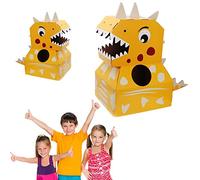 sobebear Dinosaur Carton Cardboard Box, Handmade Animal DIY Dressing Wearable Toy, Portable, Lightweight, Perfect for Boys & Girls aged 3+ Years (Yellow)