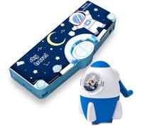 Sobebear Kids 2 in 1 Combo Set Sharpener & Pencil Box Toy Set Kids Complete Stationary Set with Rocket Design Sharpener & Magnetic Pen & Pencil Box for School & College Students