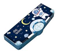 Sobebear Pencil Box Set with Magnetic Locks Geometry Stationary Box with Inbuilt Sharpeners Plastic Scissor Tape & Pencil Slots, for School & College Kids(Blue)