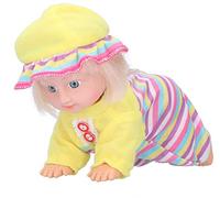 sobebear Realistic Crawling Baby Doll with Sound, Cute Soft Doll For Toddler Kids, Washable 9 inch Baby Doll, Mini Doll Pretend Play Toy for 1+ Year Baby Yellow
