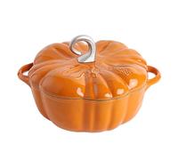 SOBEIT Pumpkin Cast Iron Dutch Oven, 3.5 Qt Pumpkin Dutch Oven Pot with Lid, Punpkim Shaped Enamel Pot Crock Cocotter Pot Soup Pot, Serves 3-5