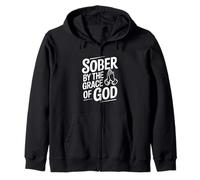 Sober By The Grace Of God Inspirational Faith Quote Zip Hoodie