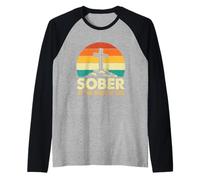 Sober by The Grace of God - Sober Sobriety Anniversary AA NA Raglan Baseball Tee