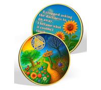 Sober Path 3 Year Sobriety Coin - Fearless Darkness AA Medallion, Affirmation Recovery Coin with Sunflower Design, Inspirational Sobriety Gifts as Recovery Milestones & Personal Health