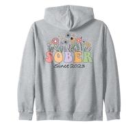 Sober since 2023 Sobriety 1 Year Anniversary Soberversary Zip Hoodie