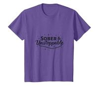 Sober & Unstoppable Recovery Inspiration Addiction Free T-Shirt, Kids, Purple Heather, 8 Years