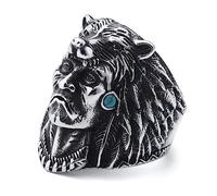 SOBHART Indian Chief Rings for Men Stainless Steel Mens Native American Indian Chief Head Ring Tribal Amulet Ring Jewelry Size 8/9/10/11/12/13, Stainless Steel, No Gemstone