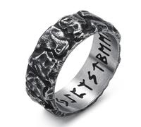 SOBHART Viking Rings Stainless Steel Viking Norse Runes Wolf Raven Tree of Life Band Ring Jewelry for Men Women Size 7/8/9/10/11/12/13, No Gemstone