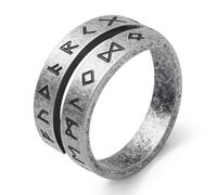 SOBHART Viking Rings Stainless Steel Viking Norse Runes Wolf Raven Tree of Life Band Ring Jewelry for Men Women Size 7/8/9/10/11/12/13, No Gemstone