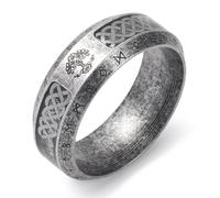 SOBHART Viking Rings Stainless Steel Viking Norse Runes Wolf Raven Tree of Life Band Ring Jewelry for Men Women Size 7/8/9/10/11/12/13, No Gemstone