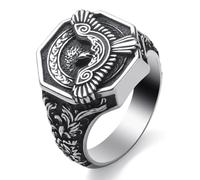 SOBHART Viking Rings Stainless Steel Viking Norse Runes Wolf Raven Tree of Life Band Ring Jewelry for Men Women Size 7/8/9/10/11/12/13, No Gemstone