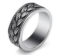 SOBHART Viking Rings Stainless Steel Viking Norse Runes Wolf Raven Tree of Life Band Ring Jewelry for Men Women Size 7/8/9/10/11/12/13, No Gemstone