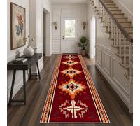 Sobhdga Runner Rug For Hallways Aztec Southwestern Vintage,120X300 Cm, Rug Runners Boho Tribal Striped Hallway Runner Carpet Runner For Kitchen Soft Bedroom Throw Rugs