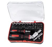 Sobinu | 61pc Ratchet Screwdriver Bit Set 1/4" Hex & Socket Set - Right Angle Ratchet Handle, CR-V Bits with Torx, Pozidriv, Hex & Precision Screwdriver Kit - Compact DIY Tool Kit with Case